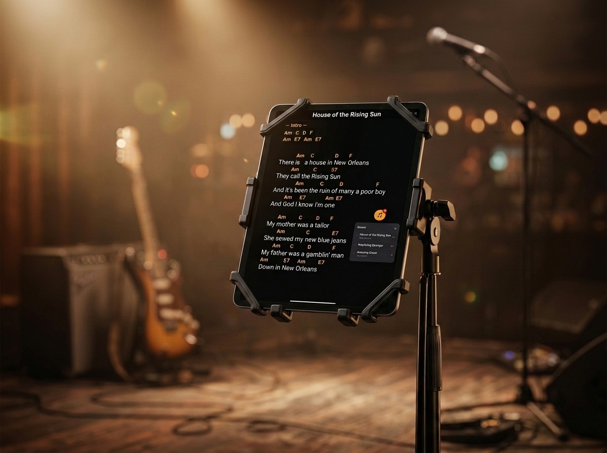 Lyricalle App live on stage tablet stand